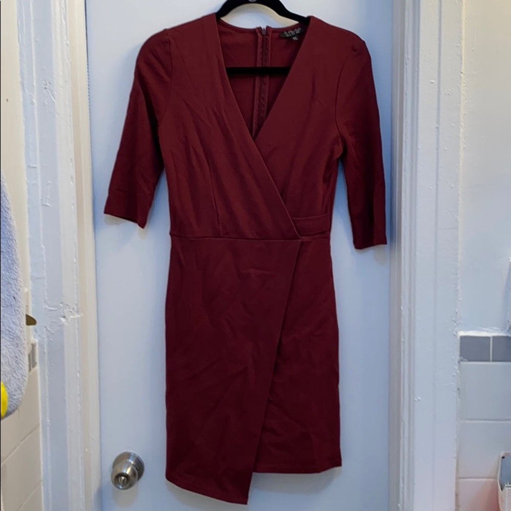Topshop Red 3/4 Sleeve Faux-Wrap Dress Size US4